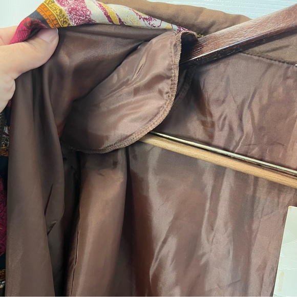 Vintage Feel Free by G.C Women's Multicolor Patterned Silk Bomber Jacket Medium - Picture 5 of 12